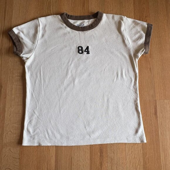 Brandy Melville Women's Cream and Brown Shirt - Picture 1 of 3